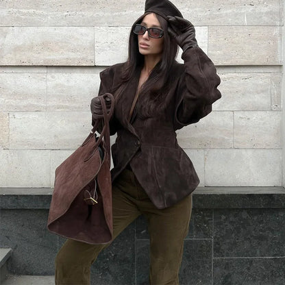 Suede Tailored Blazer Jacket