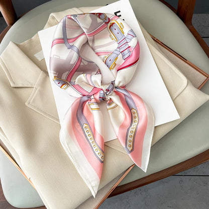 Luxury Satin Printed Square Scarf