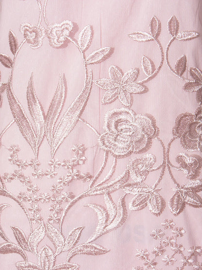 Blush Floral Embroidered Midi Dress