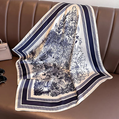 Luxury Satin Printed Square Scarf