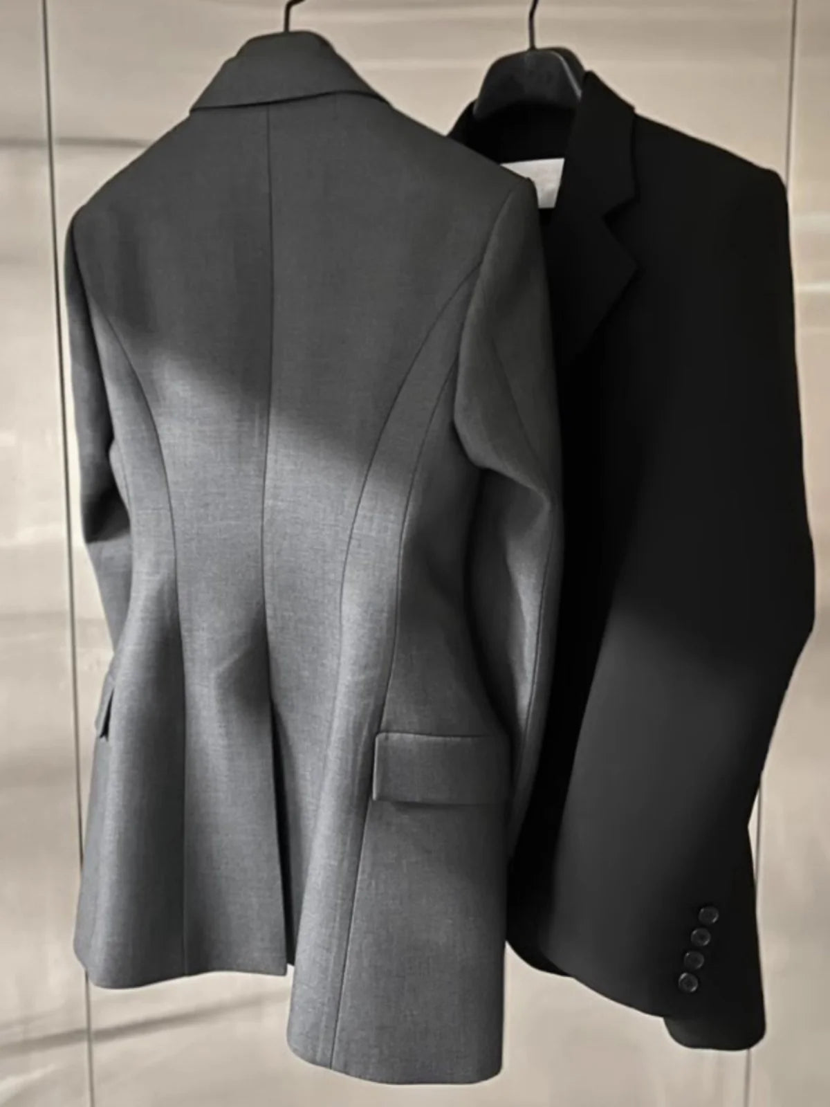 Tailored Grey Waist-Cinching Blazer