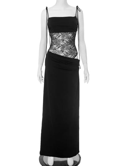 Burgundy Lace Cut-Out Maxi Dress