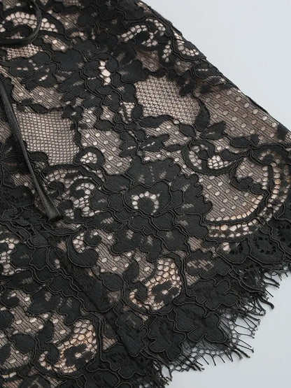 Black Strapless Lace Corset Mini Dress