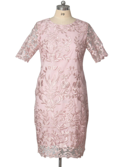 Blush Floral Embroidered Midi Dress