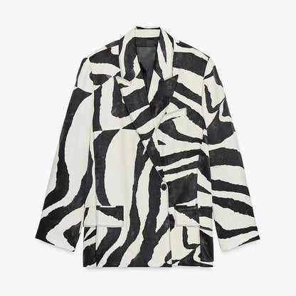 Women’s Oversized Zebra Print Blazer – Statement Outerwear