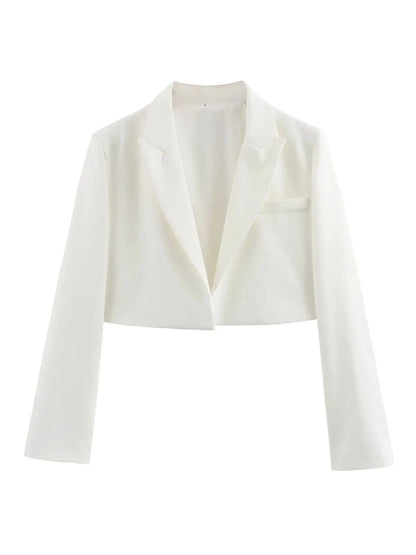 Cropped White Blazer – Modern Street Style Jacket