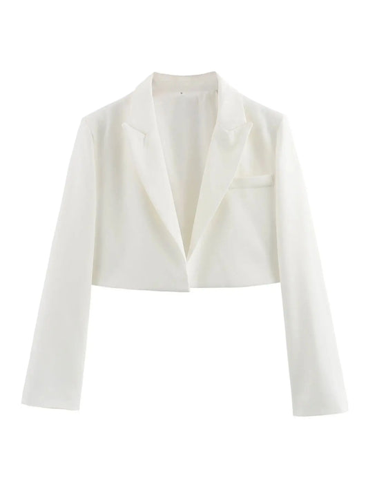 Cropped White Blazer – Modern Street Style Jacket