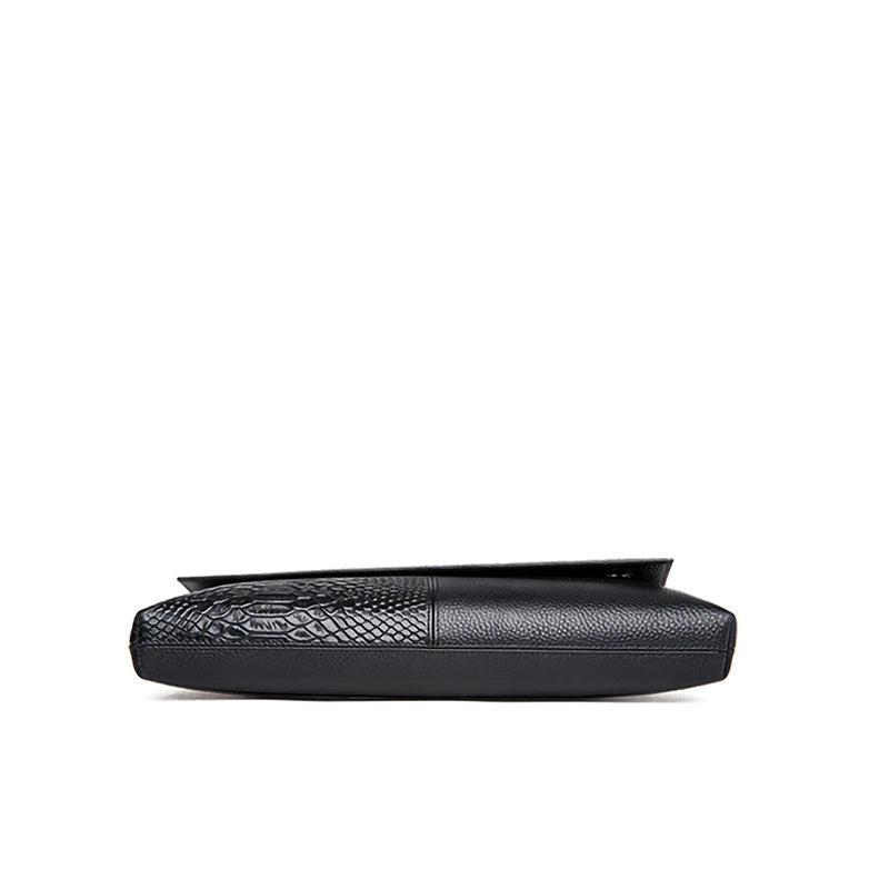 Black Textured Handbag with Metal Handle