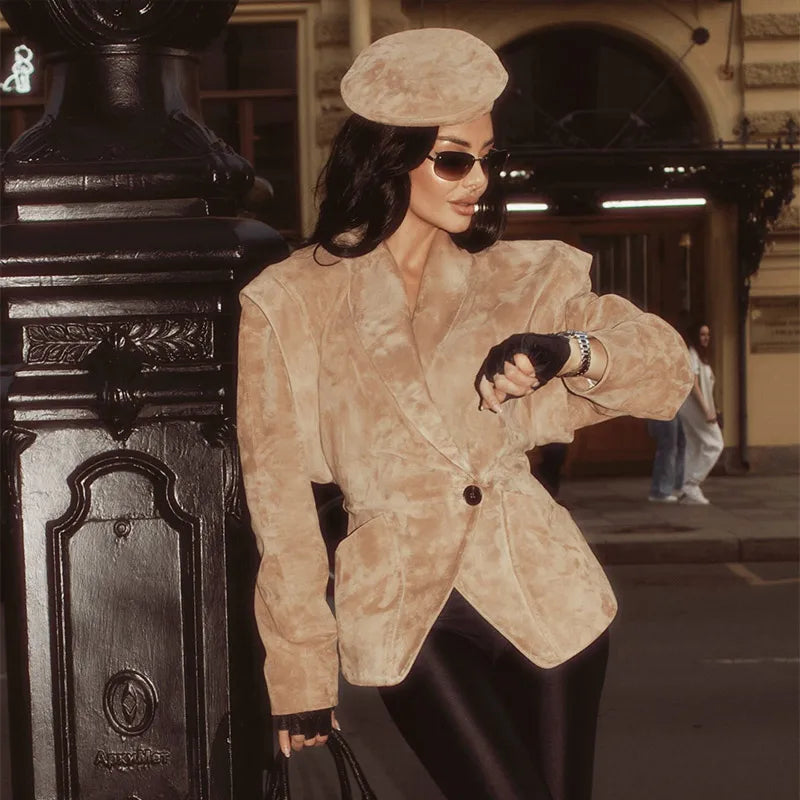 Suede Tailored Blazer Jacket