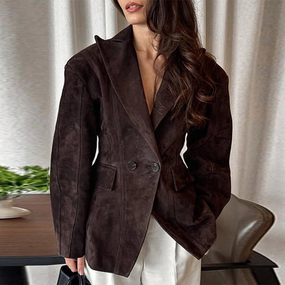 Suede Tailored Blazer Jacket