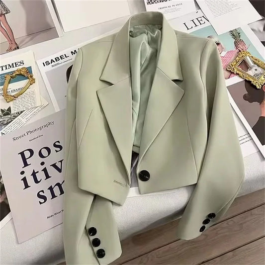 Women’s Cropped Green Blazer – Modern Tailored Fit