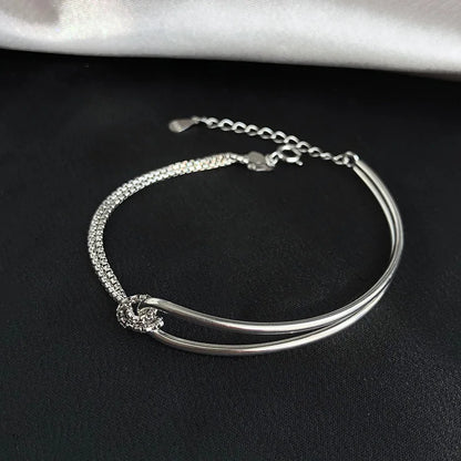 Geometric Silver Bead Bracelet
